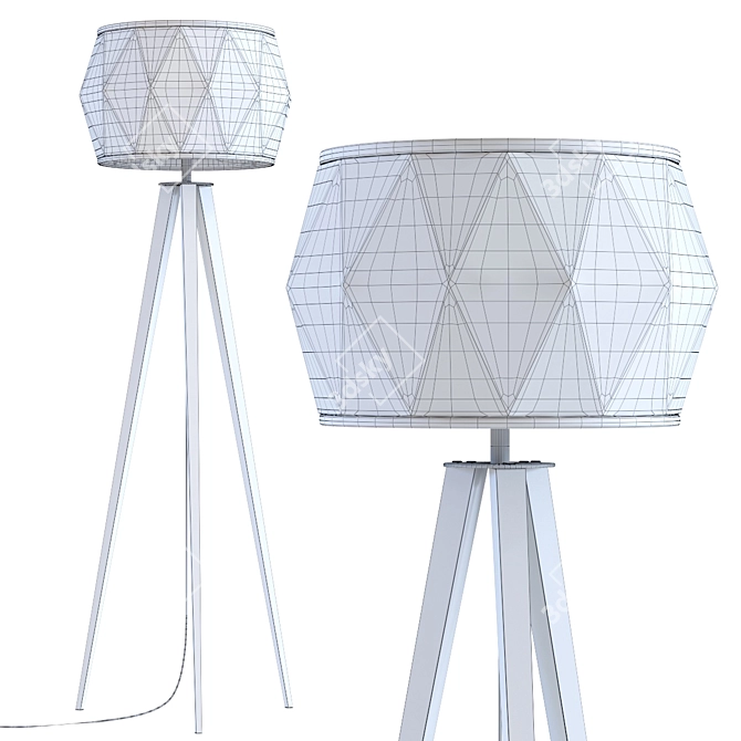 Modern Black Tripod Floor Lamp 3D model image 2