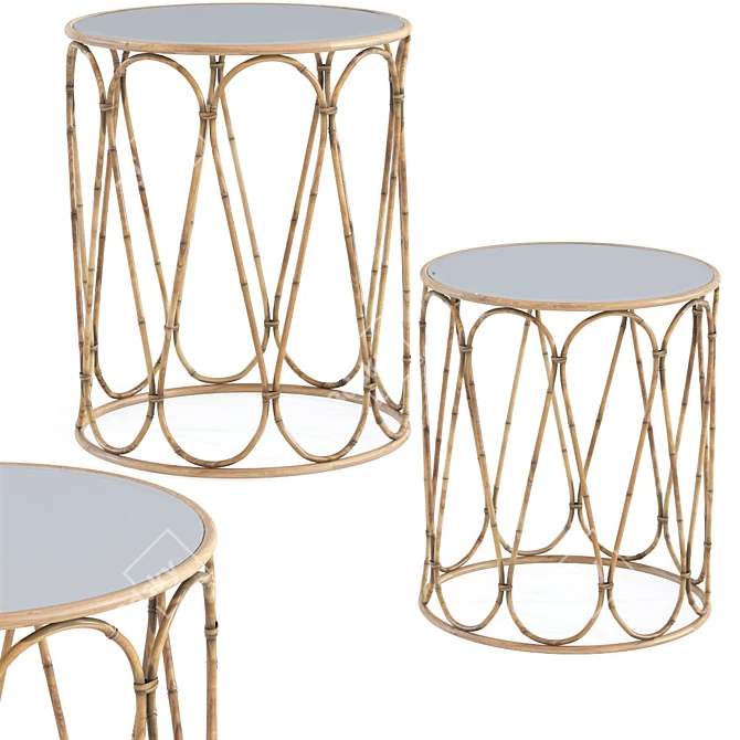 Bamboo Loop Side Tables (2/Set) 3D model image 1