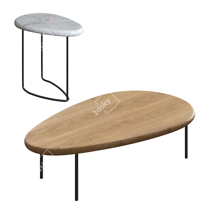 Modern Lily Highside Table Set 3D model image 2