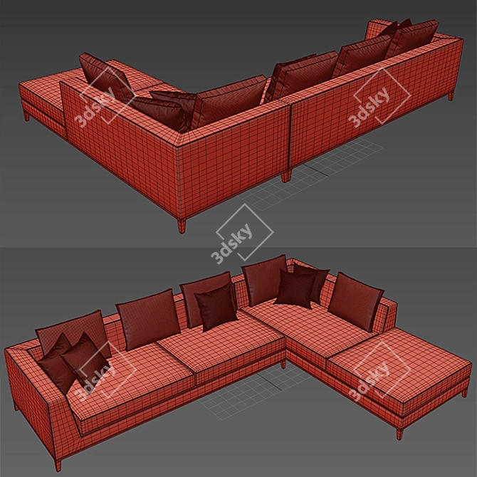 Maxalto Lucrezia Customizable Sofa 3D model image 3