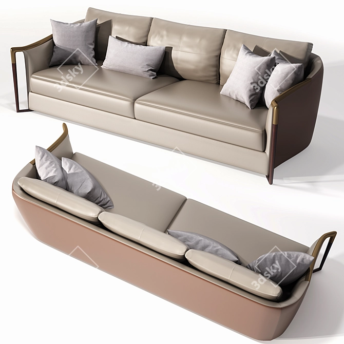Luxury Leather Sofa 3D model image 1