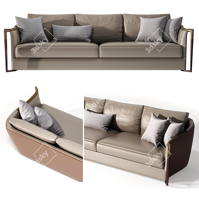 Luxury Leather Sofa 3D model image 2