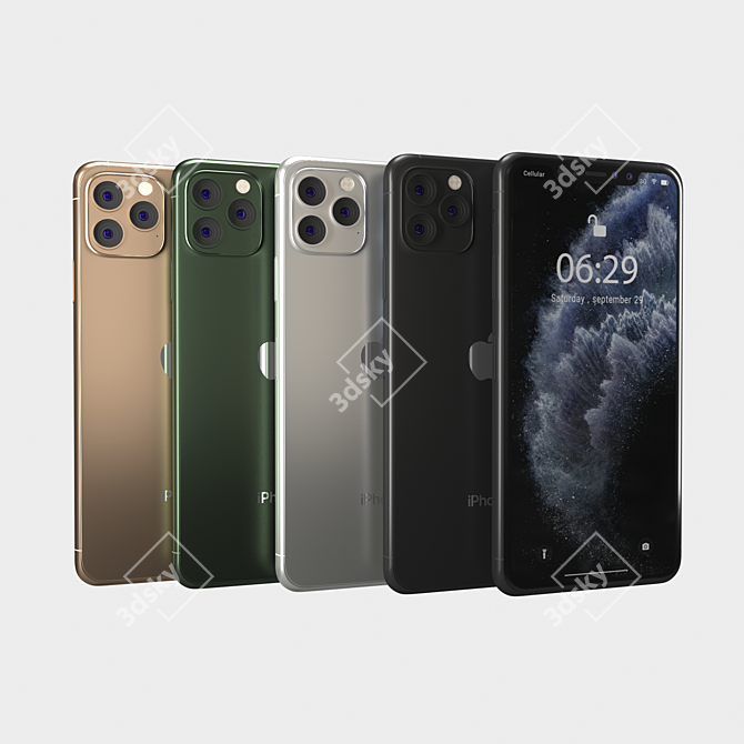 Sleek iPhone 11 Pro & Pro Max 3D model image 1