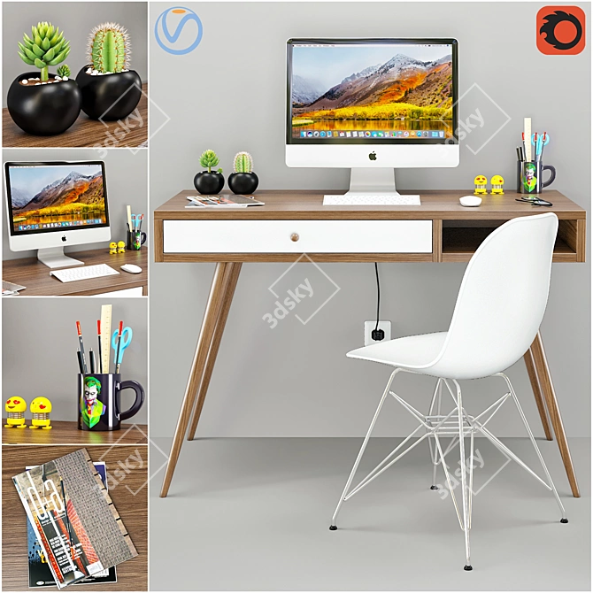 Modern Office Furniture Set 3D model image 1