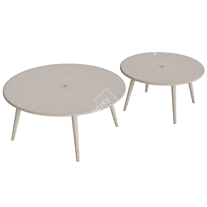 Modern Wood Table 3D model image 2