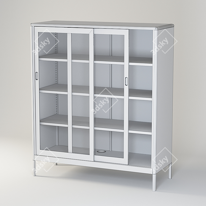 Sleek Sliding Glass Bookcase 3D model image 2