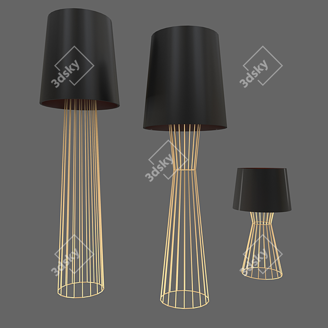 Modern and Stylish: Tulip Family Floor Lamps 3D model image 1