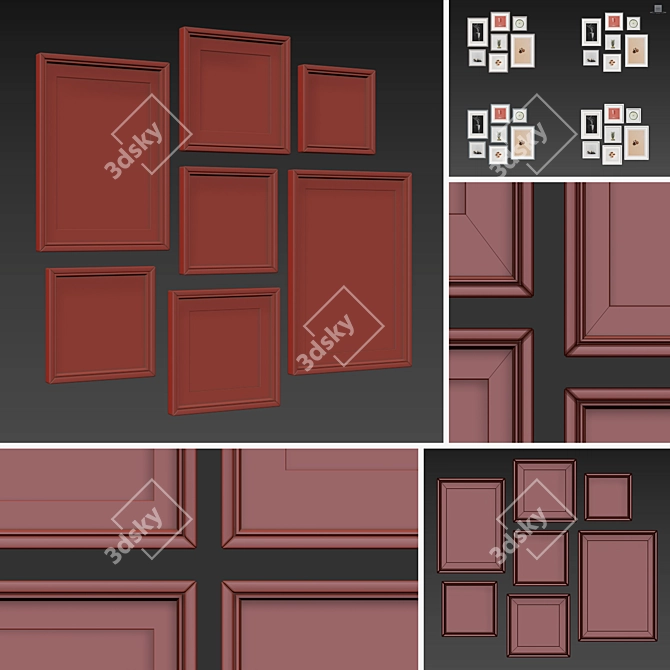 Versatile Set of 7 Frames with Various Colors 3D model image 3