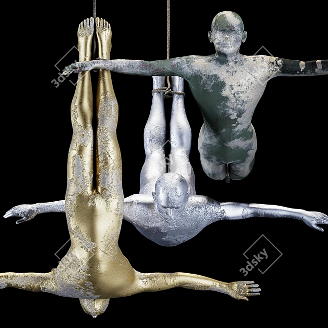 Sculpted Men in Flight - 800h Dimension 3D model image 2