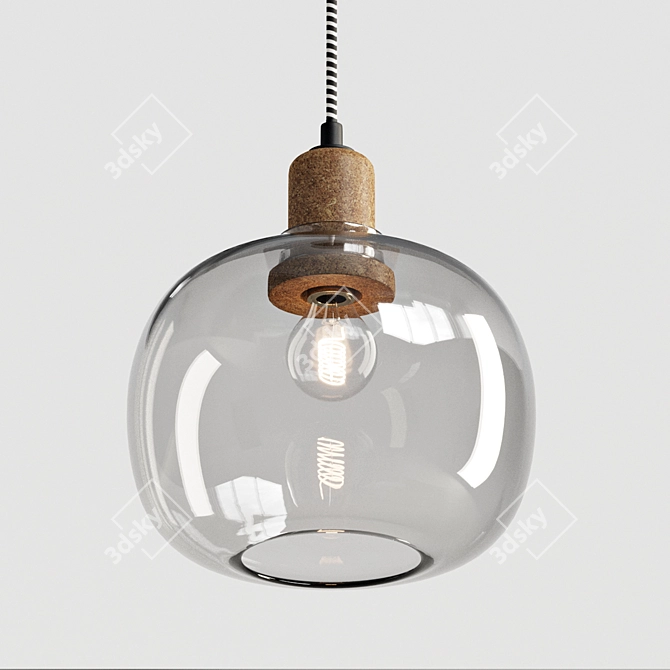 Sleek Gray Glass Pendant 3D model image 1