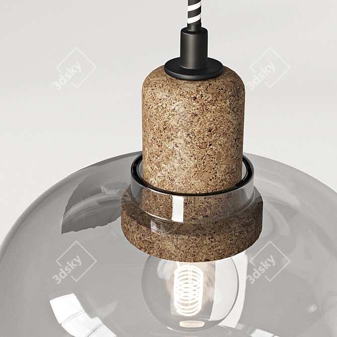 Sleek Gray Glass Pendant 3D model image 2