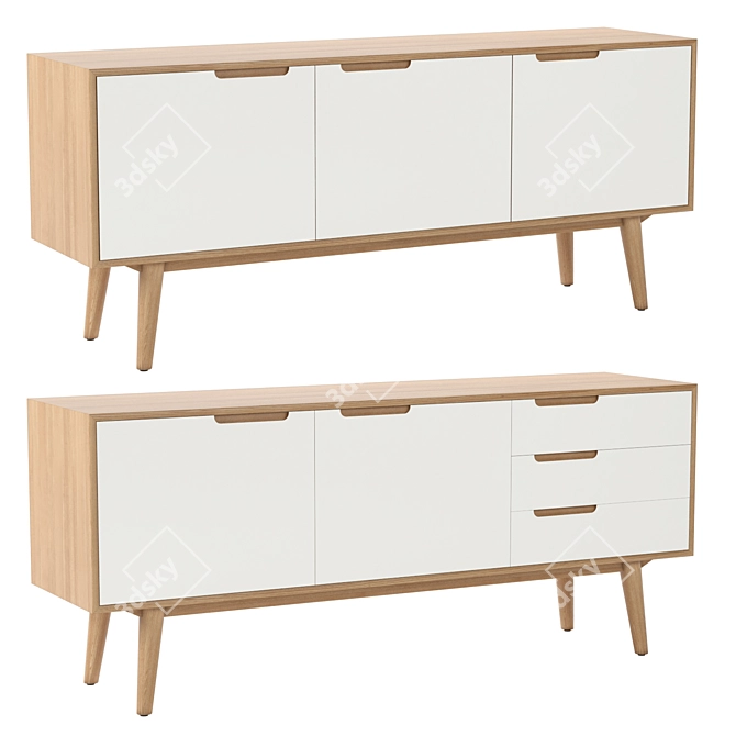 Modern Danish Design Curve Sideboard 3D model image 1