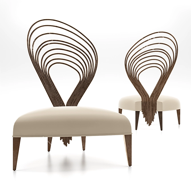 Metal Swirl Occasional Chair 3D model image 1