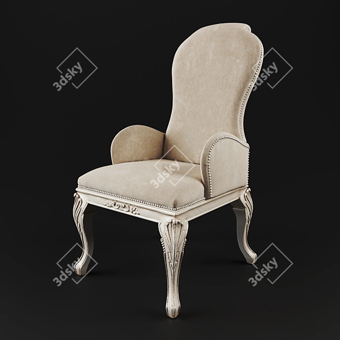 Exquisite Wood Velvet Chair 3D model image 1