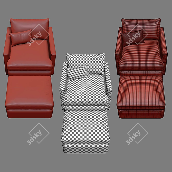 Luxe Outdoor Chair & Ottoman: Petite, Stylish, and Versatile 3D model image 3