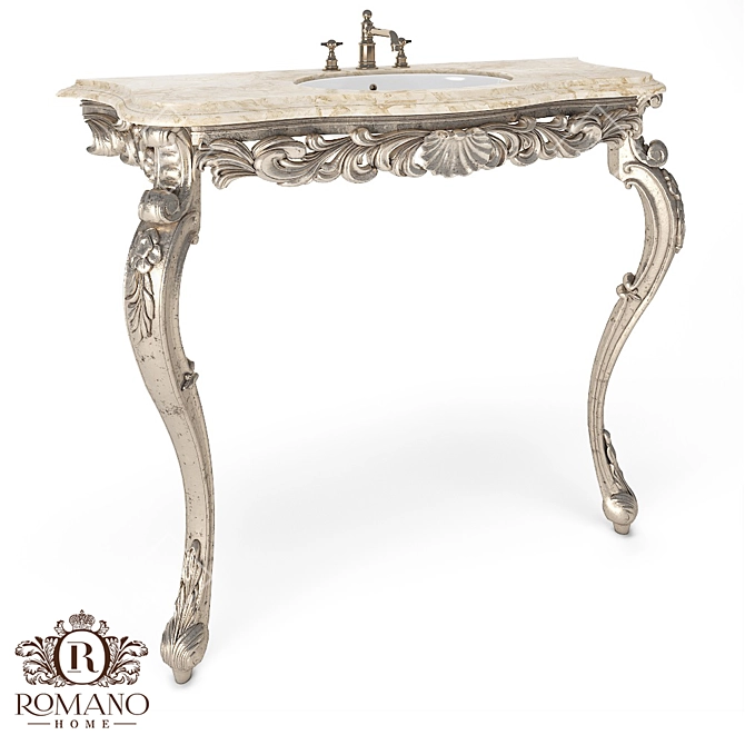 Handcrafted Beatrice Romano Home Bath Console, 2 Legs 3D model image 1