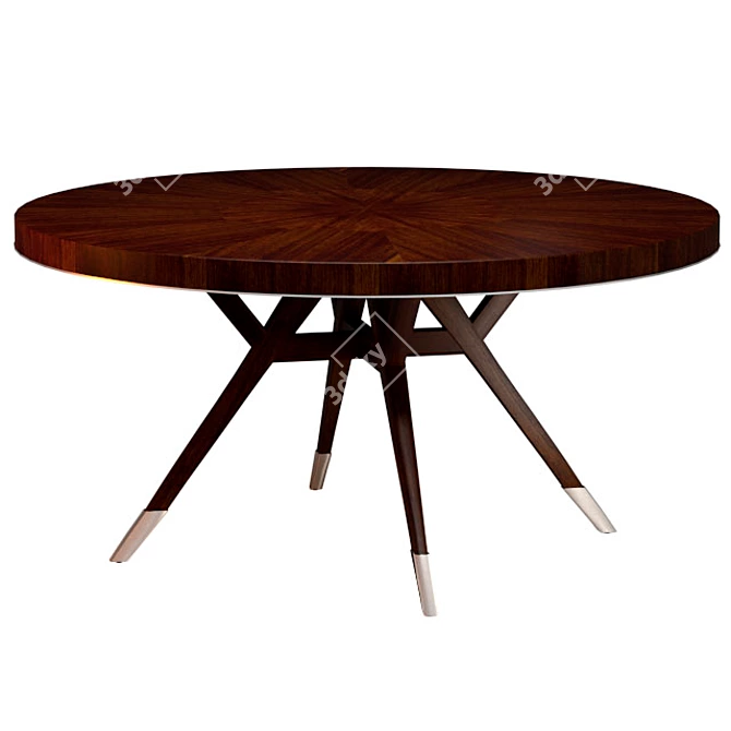 Elegant Walnut Round Dining Table 3D model image 1