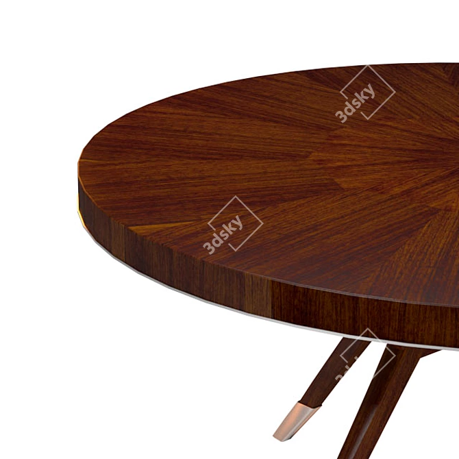 Elegant Walnut Round Dining Table 3D model image 2