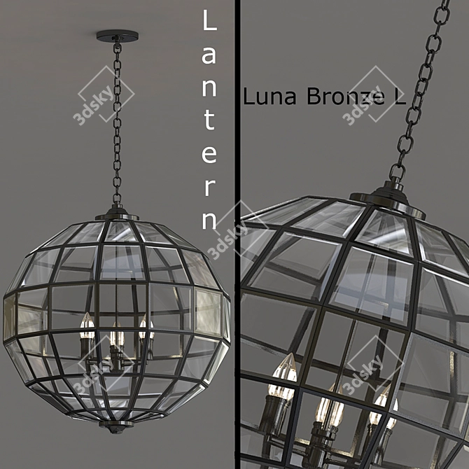 Elegant Luna Bronze Lantern 3D model image 1