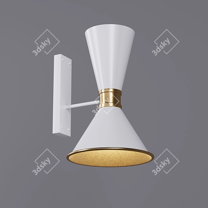 Elegant Dualight Brass Sconce 3D model image 2