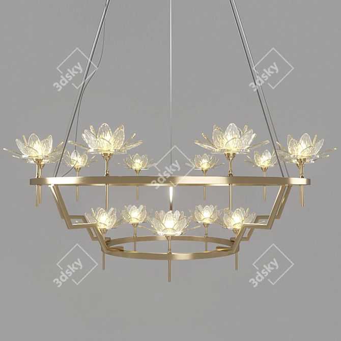 Modern Brass Glass Pendant Chandelier 3D model image 1