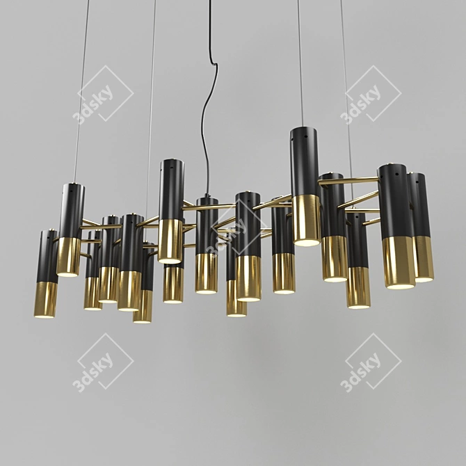Modern Black Gold Pendant Light 3D model image 1