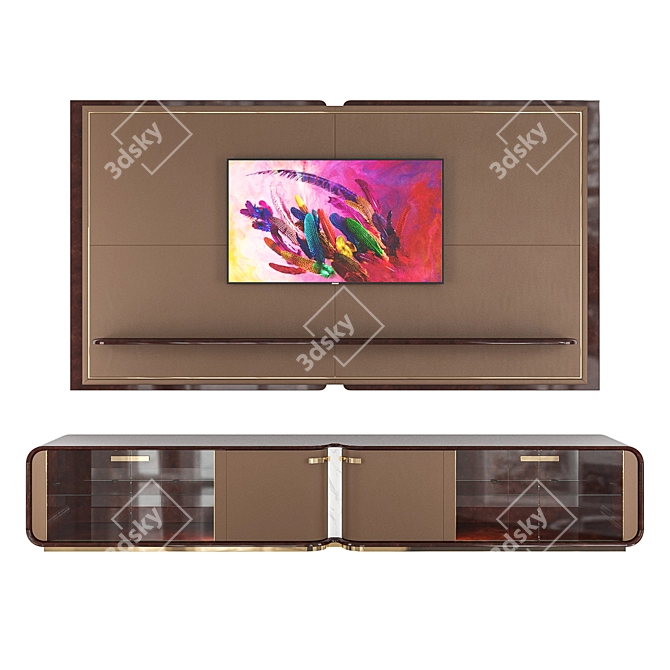 Luxury Leather TV Cabinet: Turri Madison 3D model image 1