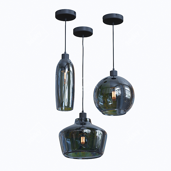 Electroplated Glass Kyoto Pendant 3D model image 1