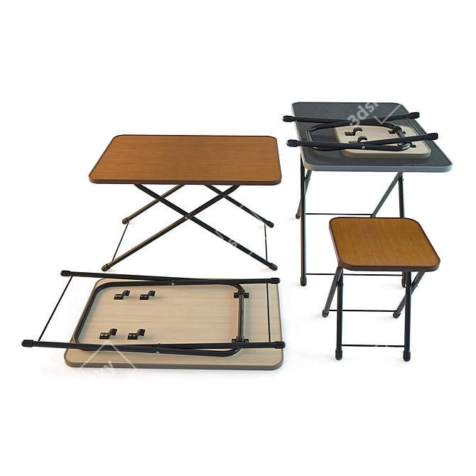 Foldable Table: Portable and Space-saving 3D model image 1