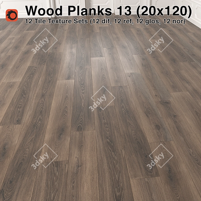 Premium Plank Wood Flooring 3D model image 1