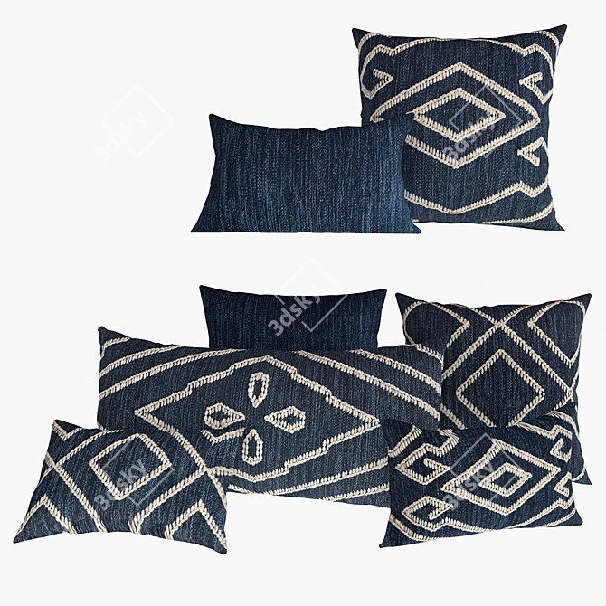 Restoration Hardware Indigo Natural Handwoven Melange Pillows 3D model image 1