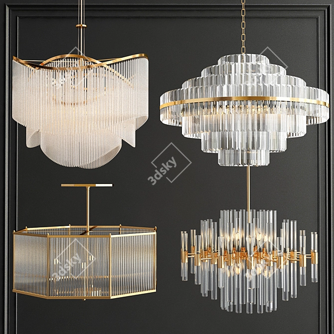 Glamorous Crystal Chandelier Collection 3D model image 1