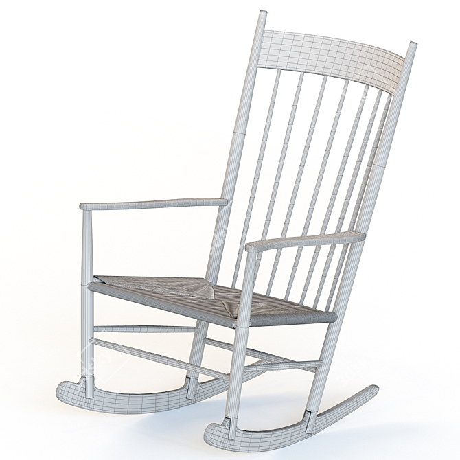 J16 Rocking Chair by Hans Wegner 3D model image 3