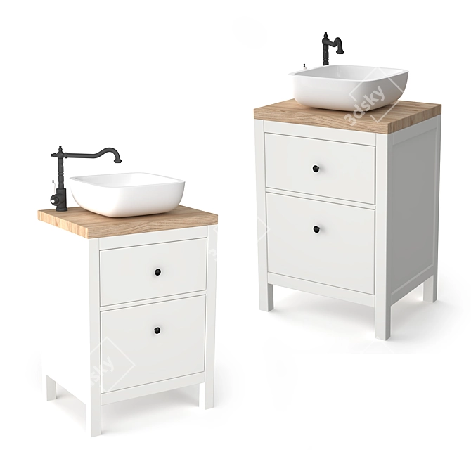 Hemnes Bathroom Vanity Set 3D model image 1