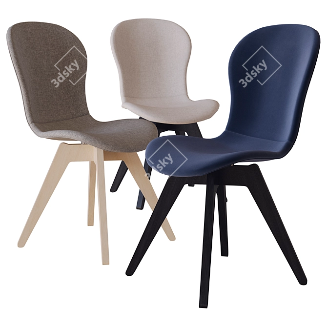 Modern Adelaide Chair: Wood Base 3D model image 1