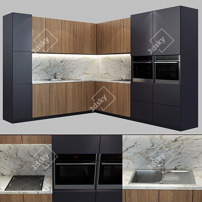 Sleek and Stylish Kitchen_012 3D model image 1