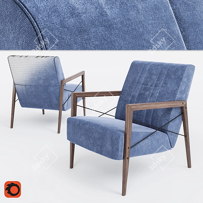 Elegant Northon Armchair: Modern Design 3D model image 1