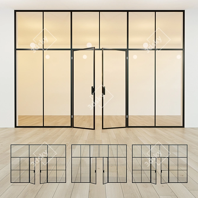 Sleek Glass Partition. Modern Design. 3D model image 1