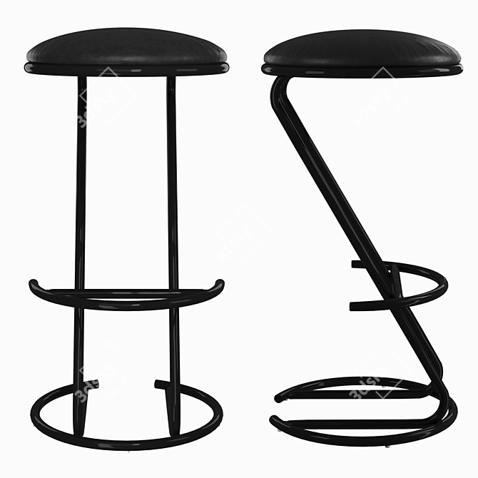 Sleek Backless Stool for Modern Spaces 3D model image 2