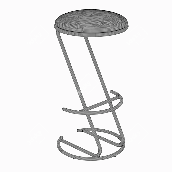 Sleek Backless Stool for Modern Spaces 3D model image 3