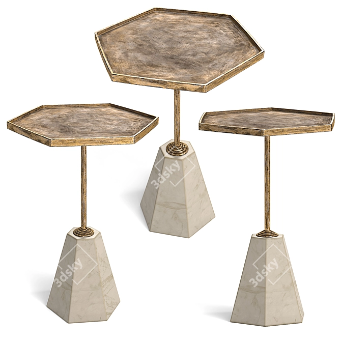 Brass and Marble Accent Table 3D model image 1