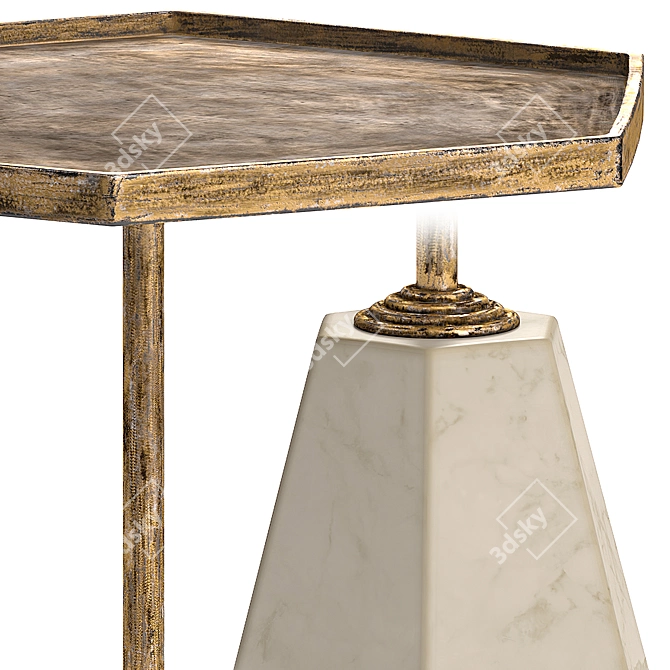 Brass and Marble Accent Table 3D model image 2