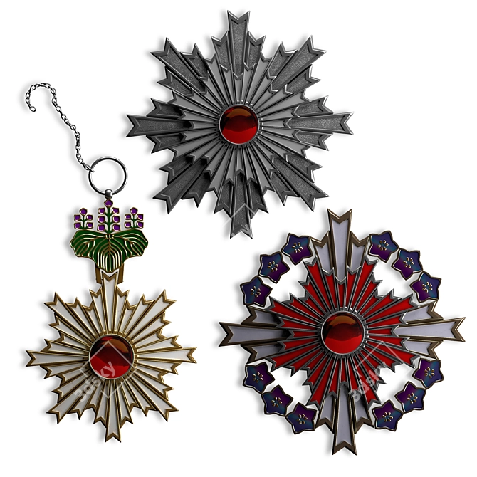 Order of the Rising Sun - Japanese Imperial Decorative Badge 3D model image 2