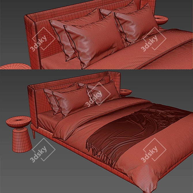 Modern 3DMax Bed Set 3D model image 3