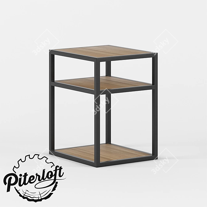 Handcrafted Loft-style Side Table 3D model image 1