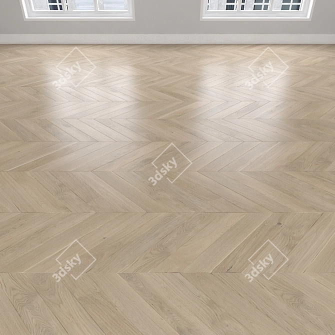 Oak Sand Parquet: Herringbone, Linear, Chevron 3D model image 3