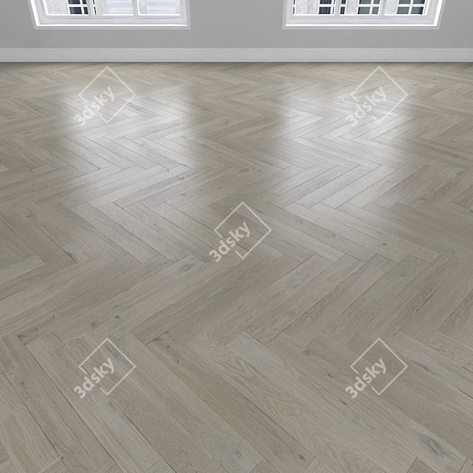 Parquet Oak: Herringbone, Linear, Chevron 3D model image 2