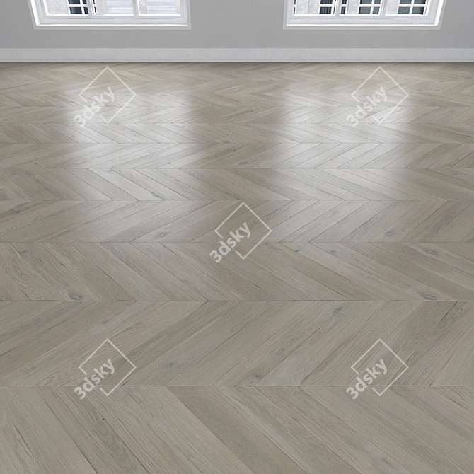 Parquet Oak: Herringbone, Linear, Chevron 3D model image 3