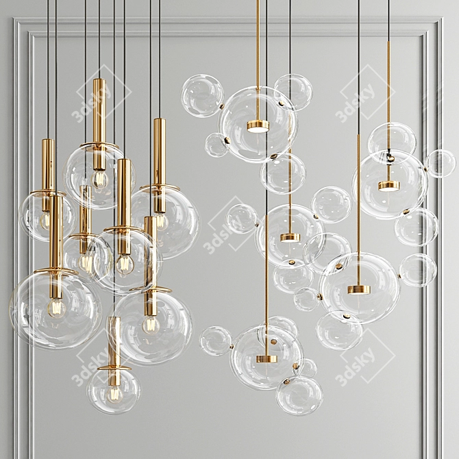 Breathtaking Sonneman & Giopato Bolle Chandelier 3D model image 1