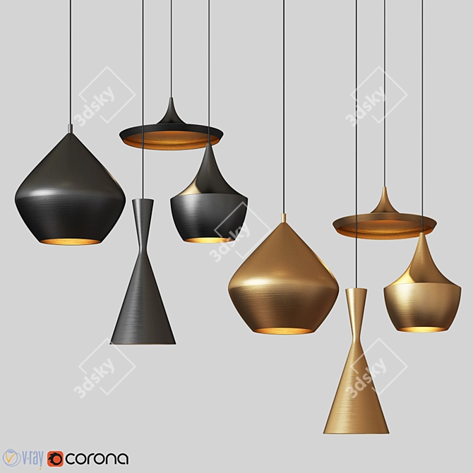 Sophisticated Beat Light Chandelier Set 3D model image 1